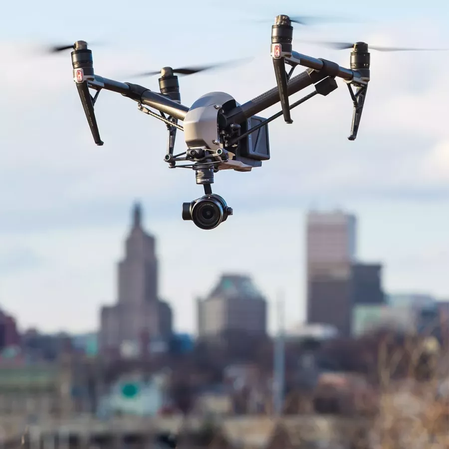 Photo of a Drone flying over Rhode Island
